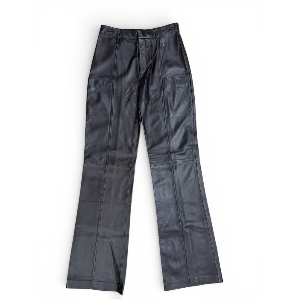 FRAME Seamed‎ Leather Trouser Espresso Lamb Leather Size 4 New - Picture 10 of 12